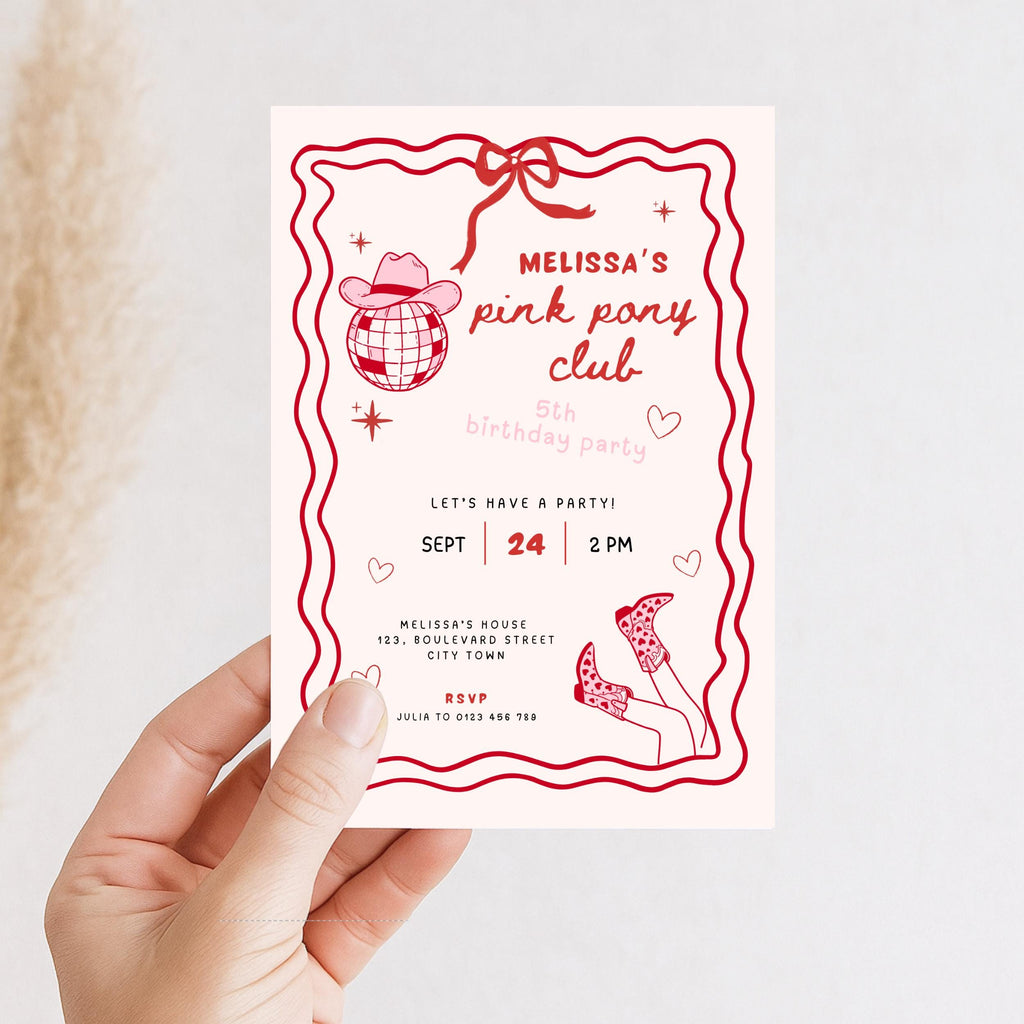 Pink Pony Club Birthday Invitation