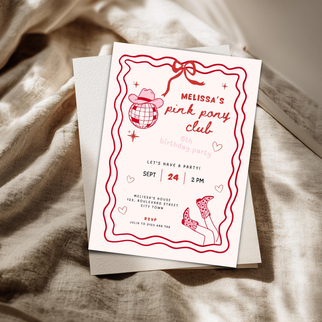 Pink Pony Club Birthday Invitation