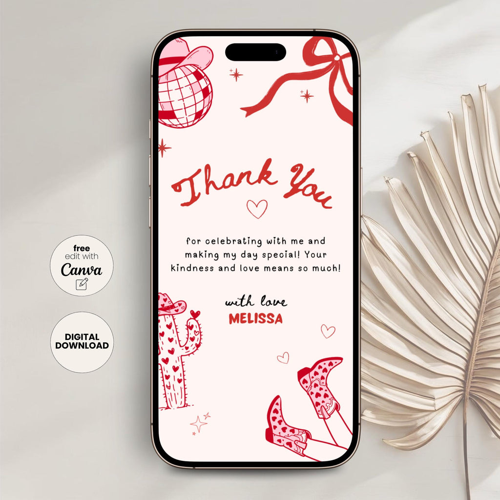 Pink Pony Cowboy Birthday Thank You eCard Girls