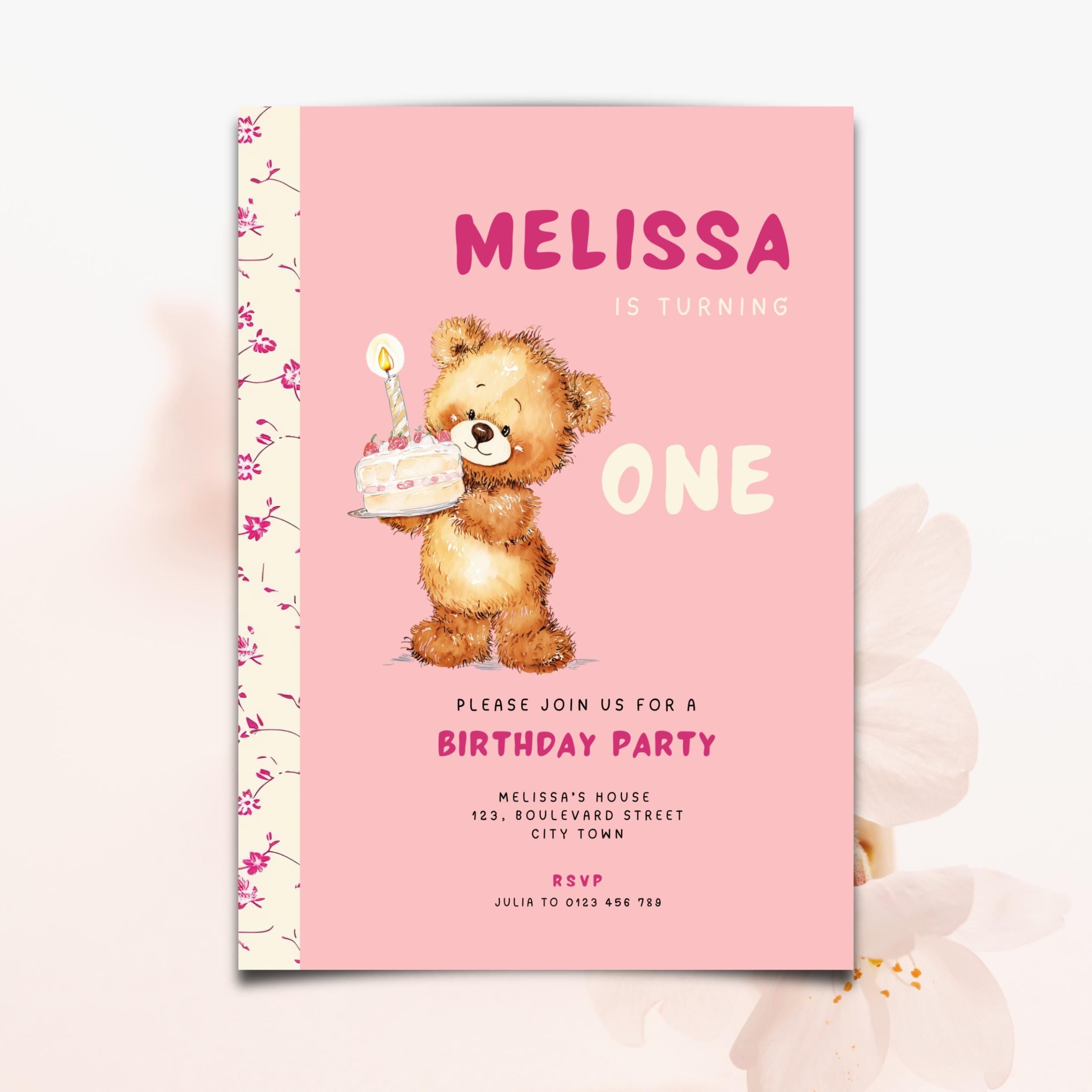 Pink Chapter One 1st Birthday Invitation