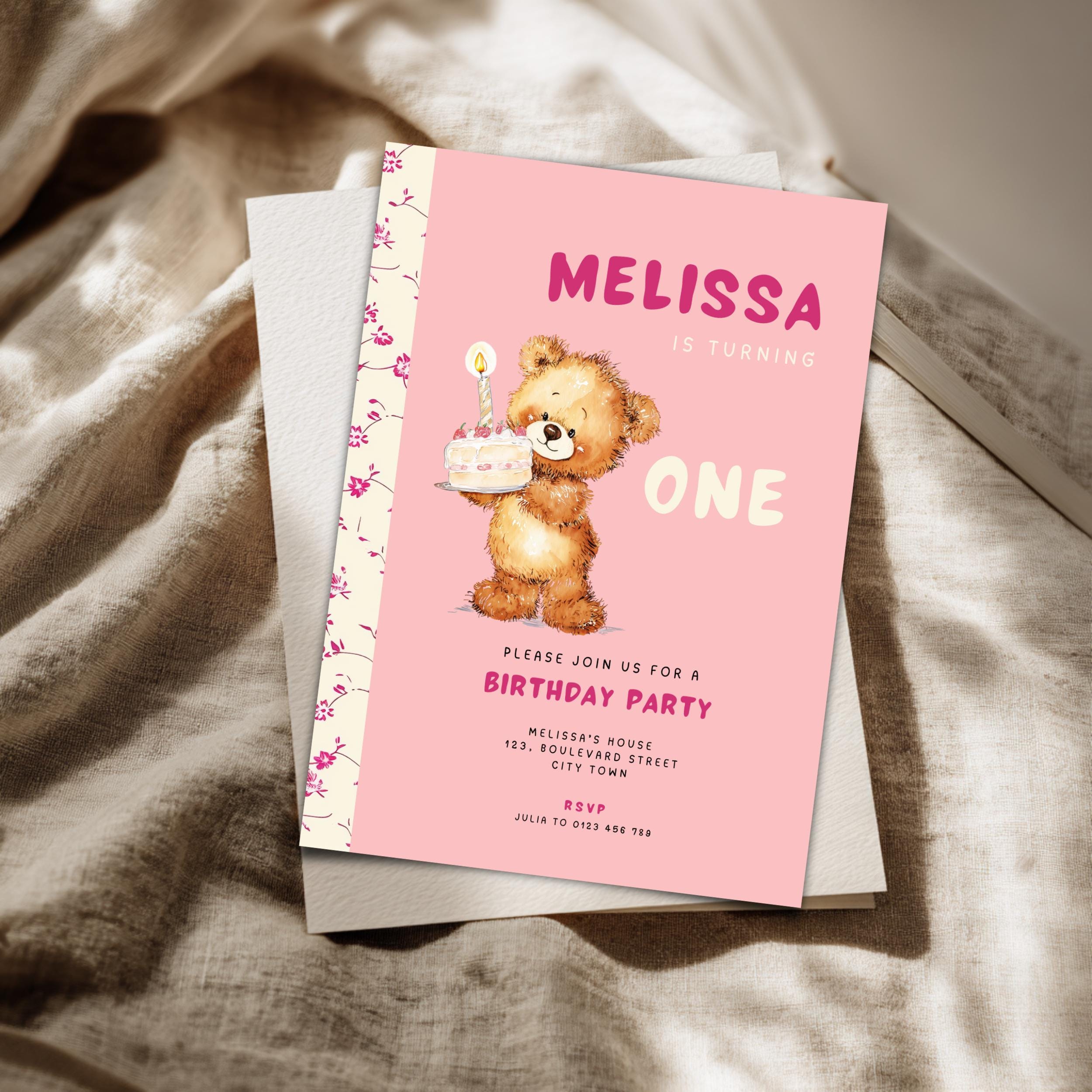Pink Chapter One 1st Birthday Invitation