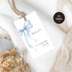 Blue Bow Thank You Birthday Favor Tag