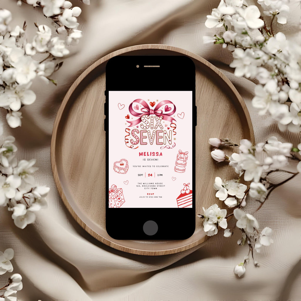 Pink 6 7 Birthday Invitation Girls