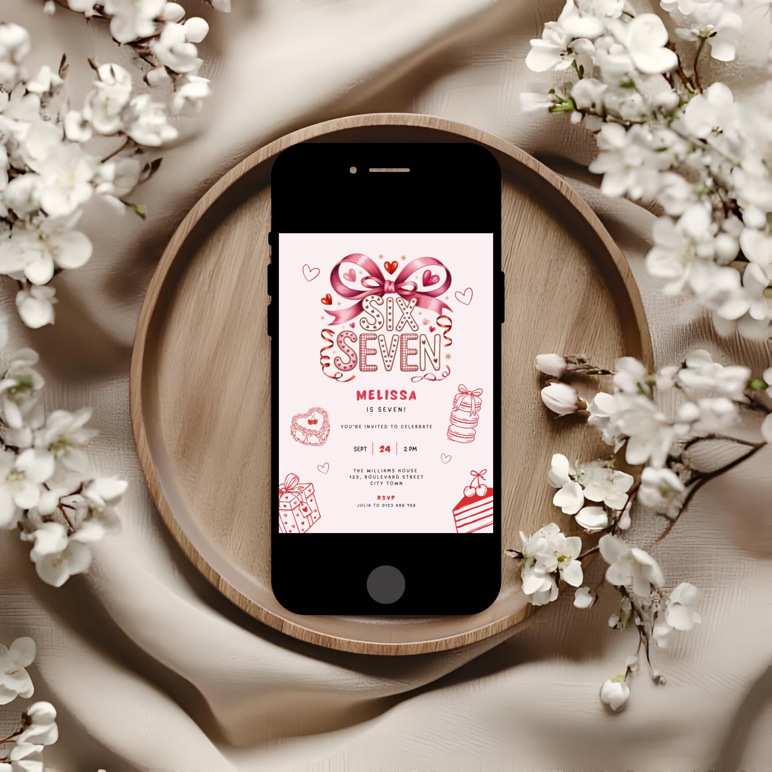 Pink 6 7 Birthday Invitation Girls