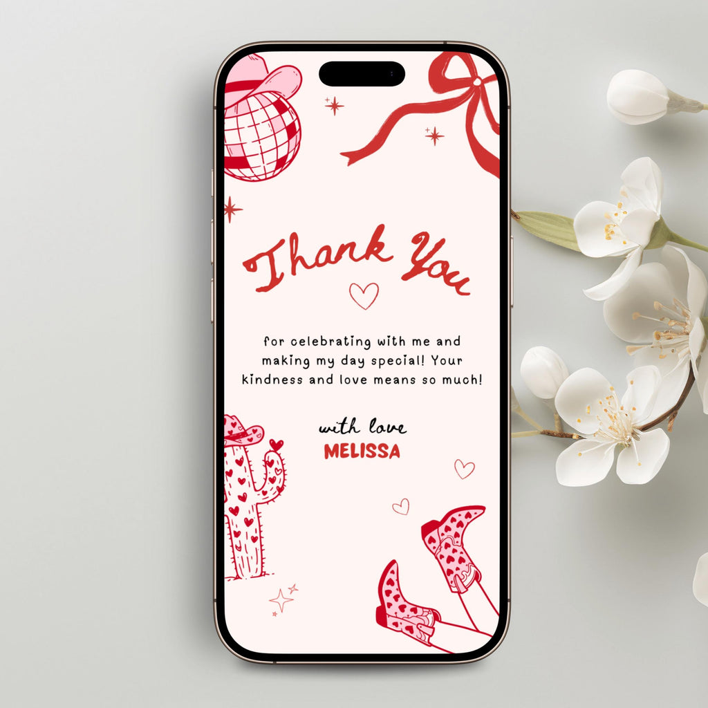 Pink Pony Cowboy Birthday Thank You eCard Girls