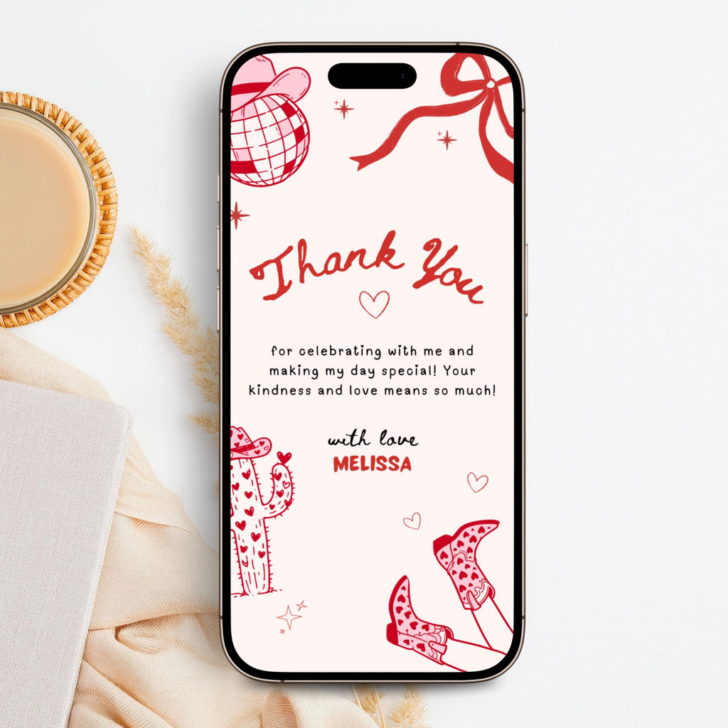 Pink Pony Cowboy Birthday Thank You eCard Girls
