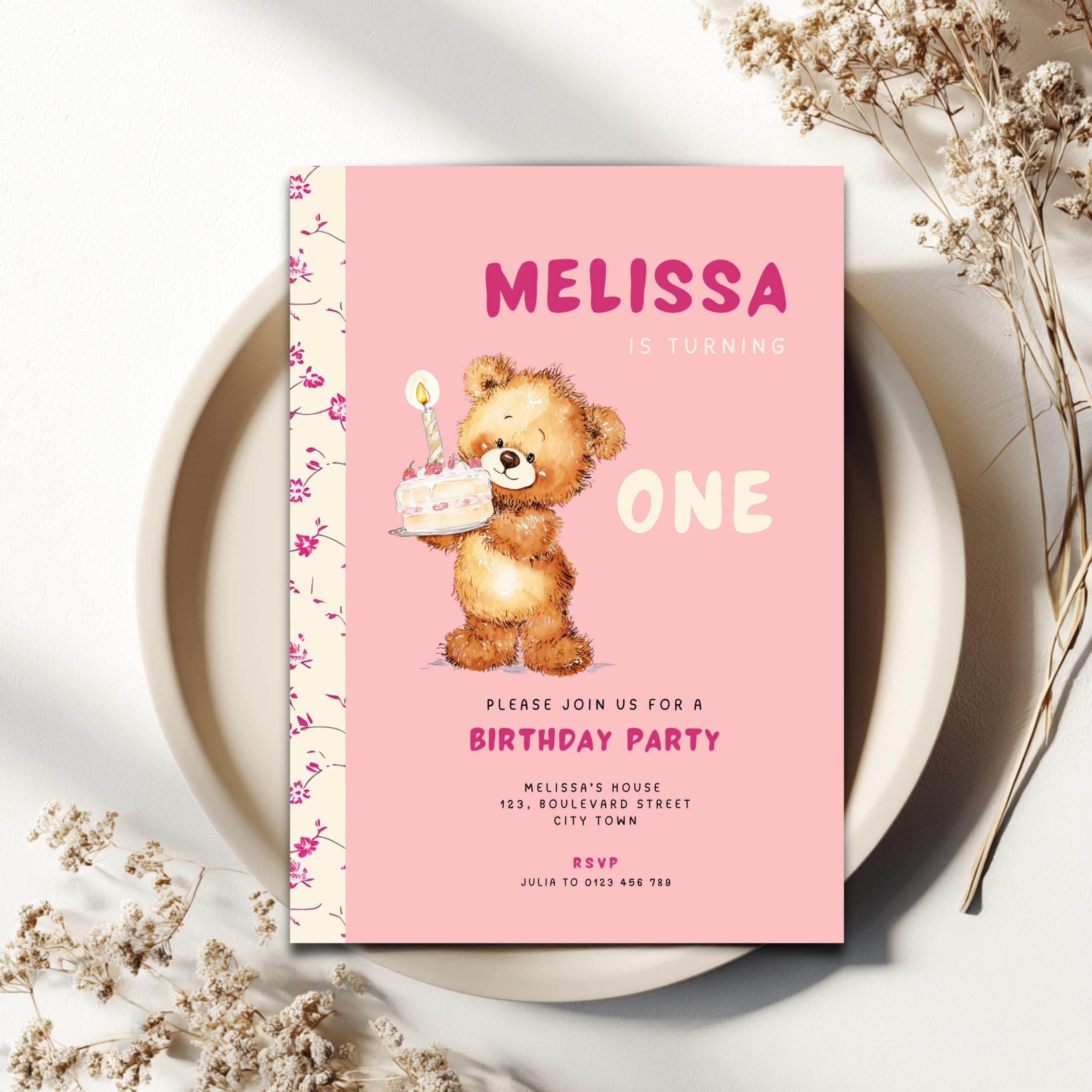 Pink Chapter One 1st Birthday Invitation