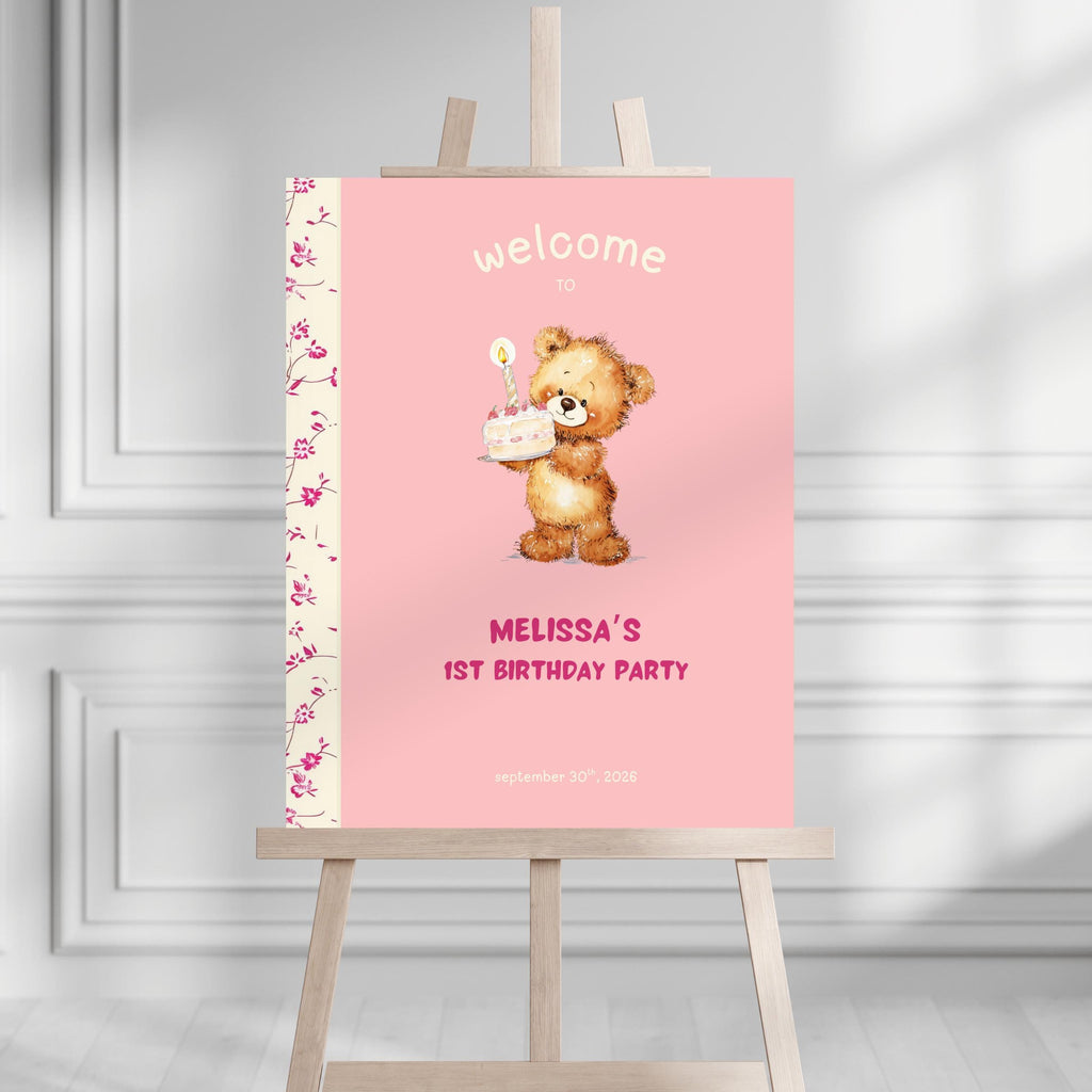 Cute Bear Pink Chapter One Welcome Sign