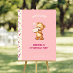 Cute Bear Pink Chapter One Welcome Sign