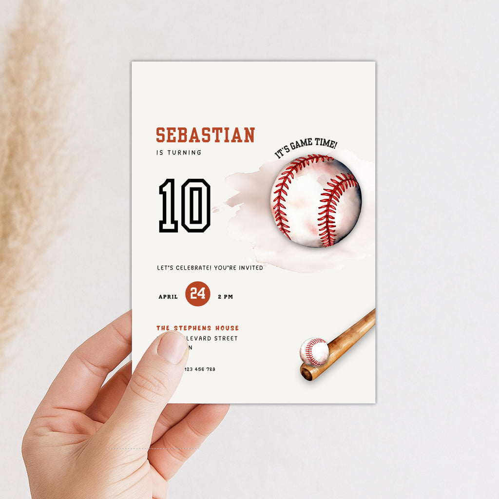 10th Birthday Invitation Baseball