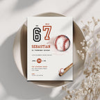 Baseball sports 7th birthday invitation template for boys