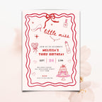 Pink Little Miss 3rd Birthday Invitation Template Girls
