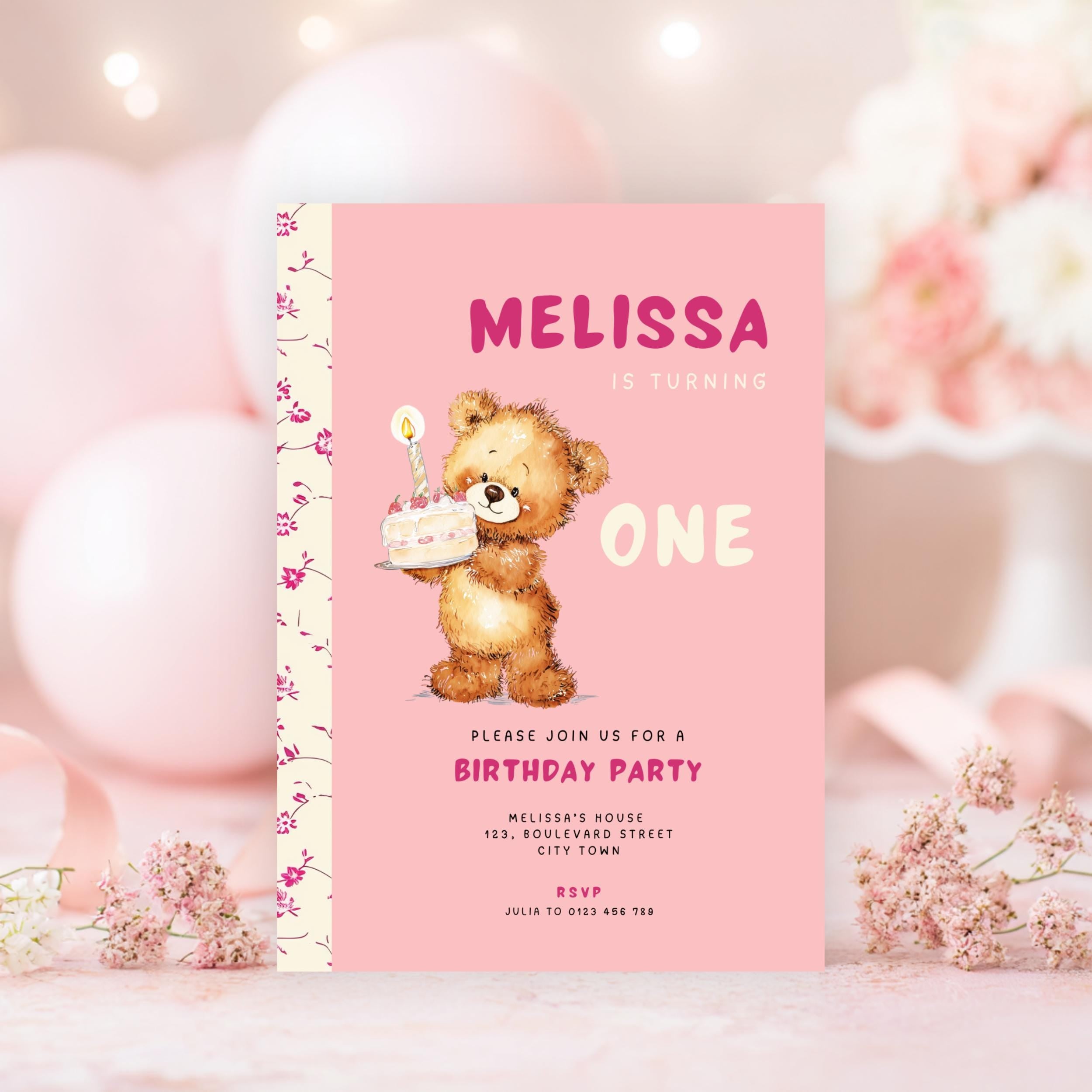 Pink Chapter One 1st Birthday Invitation
