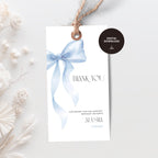 Blue Bow Thank You Birthday Favor Tag