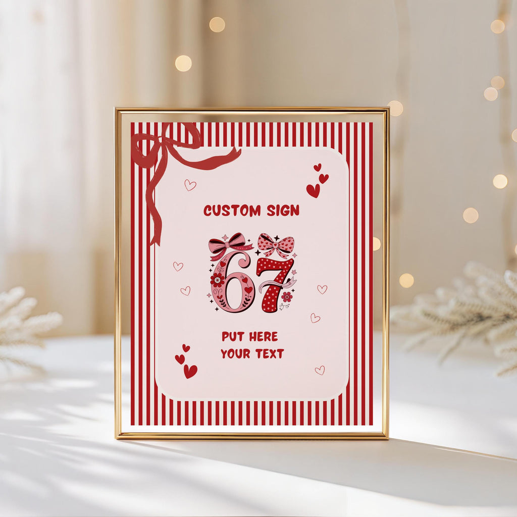 Pink Bow  6 7 Custom Birthday Sign