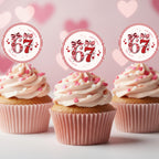 Pink 6 7 Birthday Party Cupcake Toppers