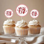 Pink 6 7 Birthday Party Cupcake Toppers