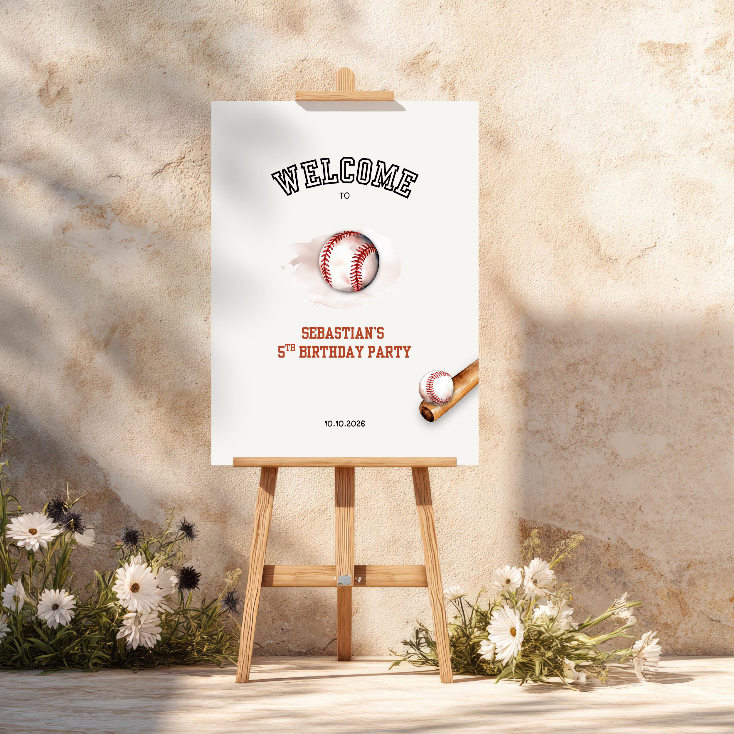 Baseball Birthday Welcome Sign Sports