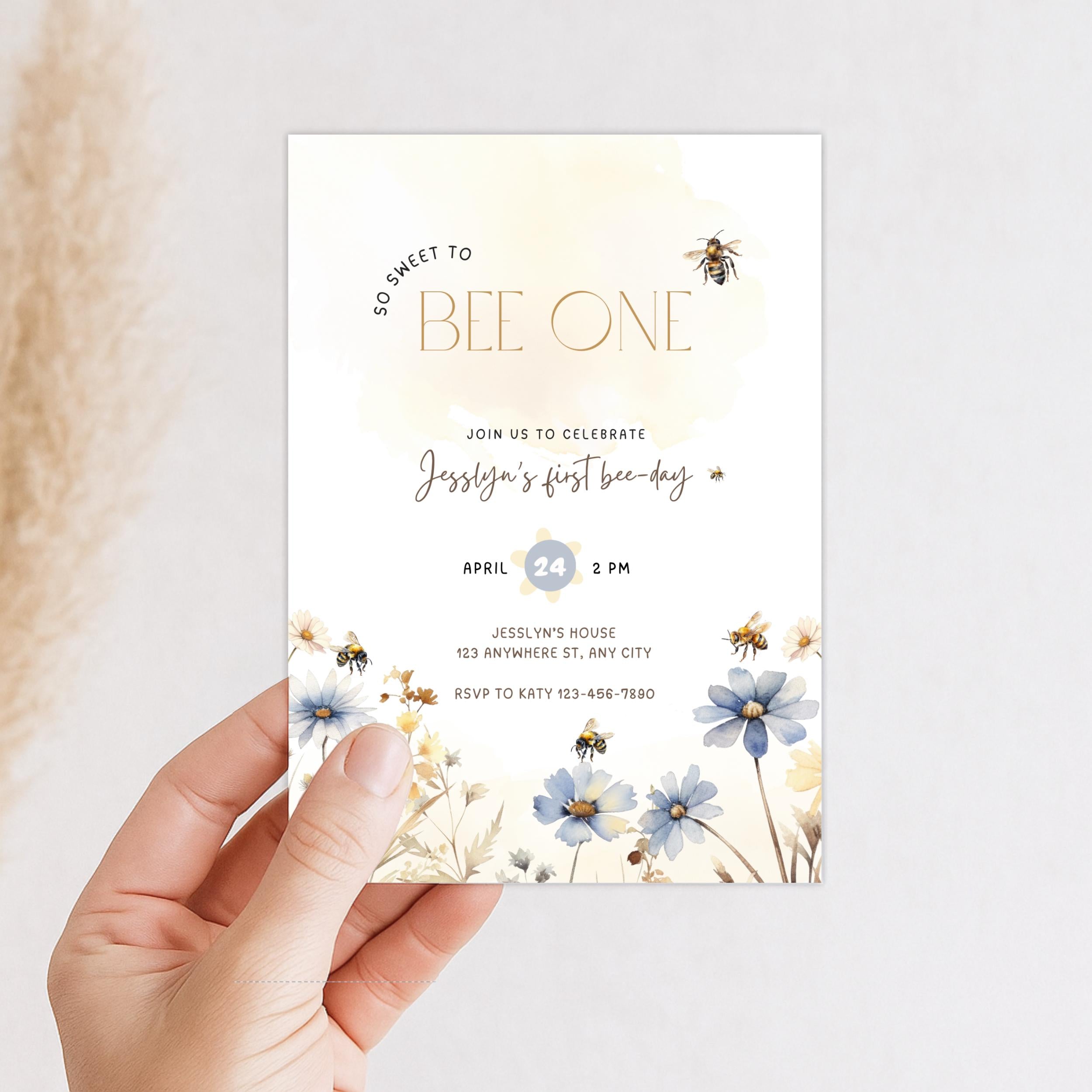 Sweet to Bee One 1st Birthday Invitation