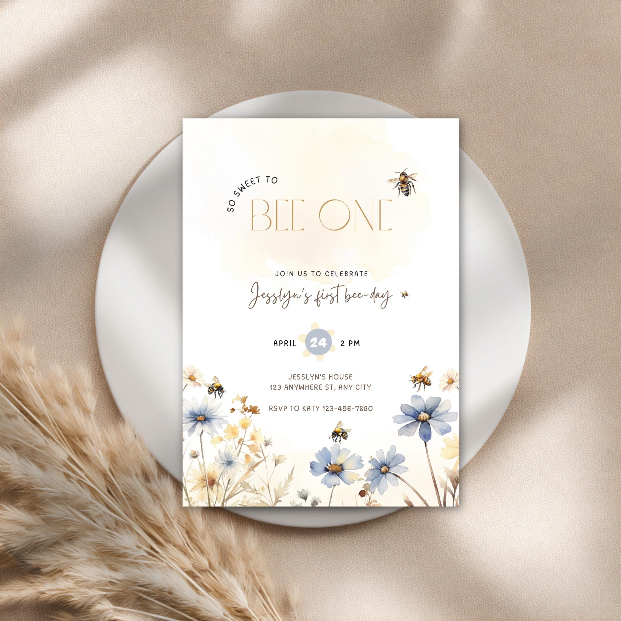 Sweet to Bee One 1st Birthday Invitation