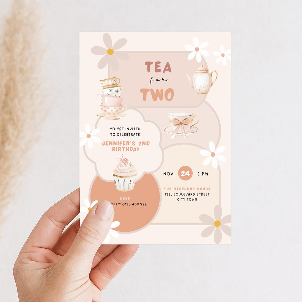 Tea for Two Birthday Invitation for Girls