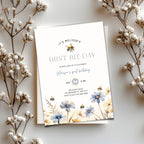 Floral First Bee Day Birthday Invitation