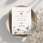Floral First Bee Day Birthday Invitation
