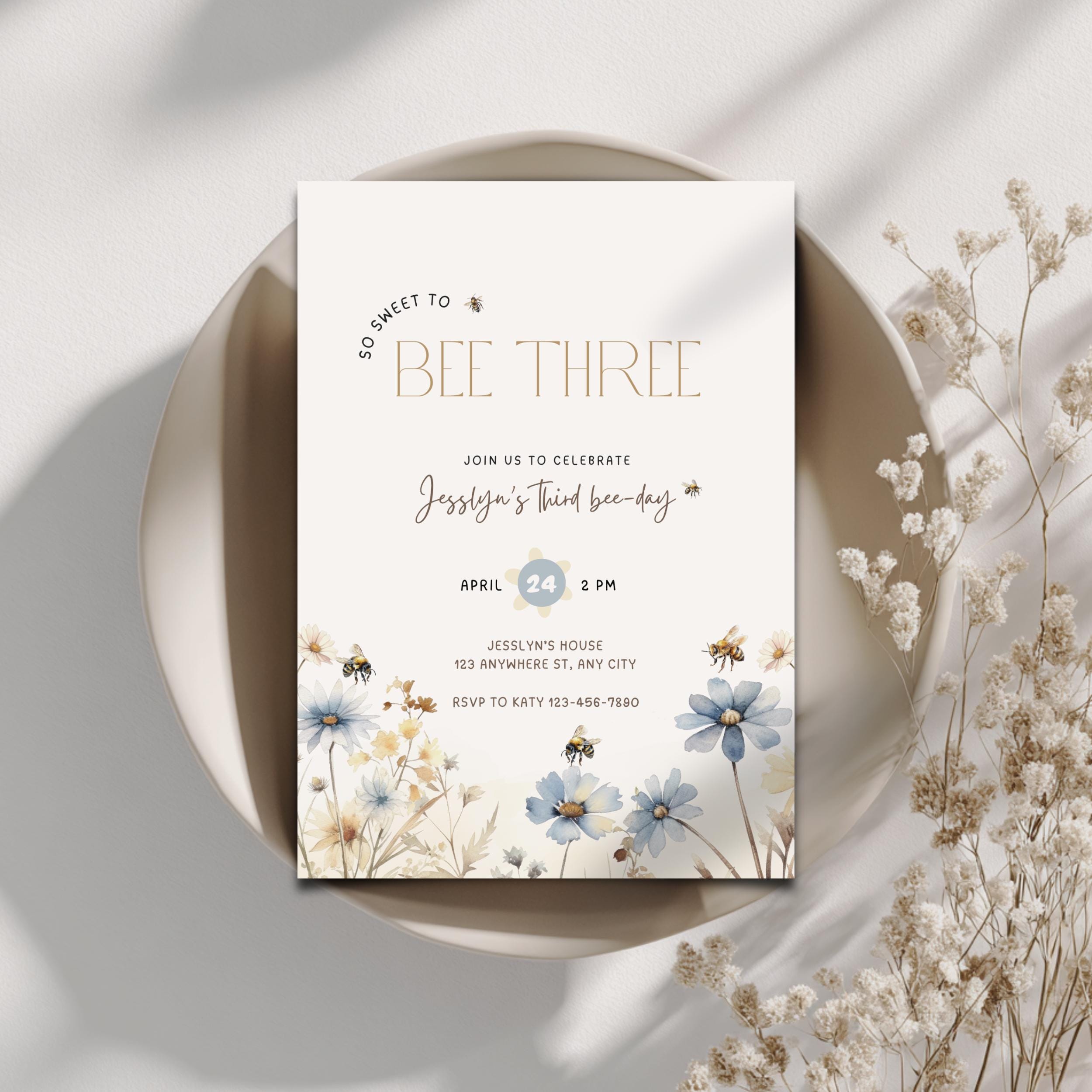 Honey Bee 3rd Birthday Invitation