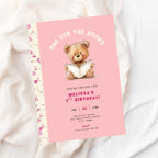 1st birthday invite customization example, pink storybook design