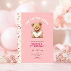 Pink chapter one 1st birthday invitation for girls, storybook theme