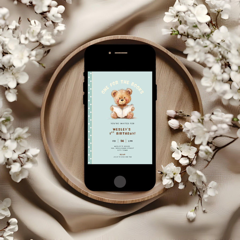 One For The Books 1st Birthday Invitation
