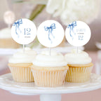 Blue Bow Cupcake Toppers