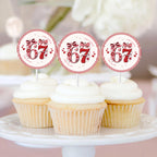 Pink 6 7 Birthday Party Cupcake Toppers