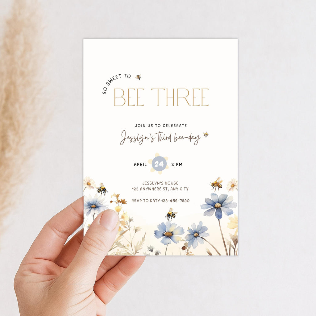 Honey Bee 3rd Birthday Invitation