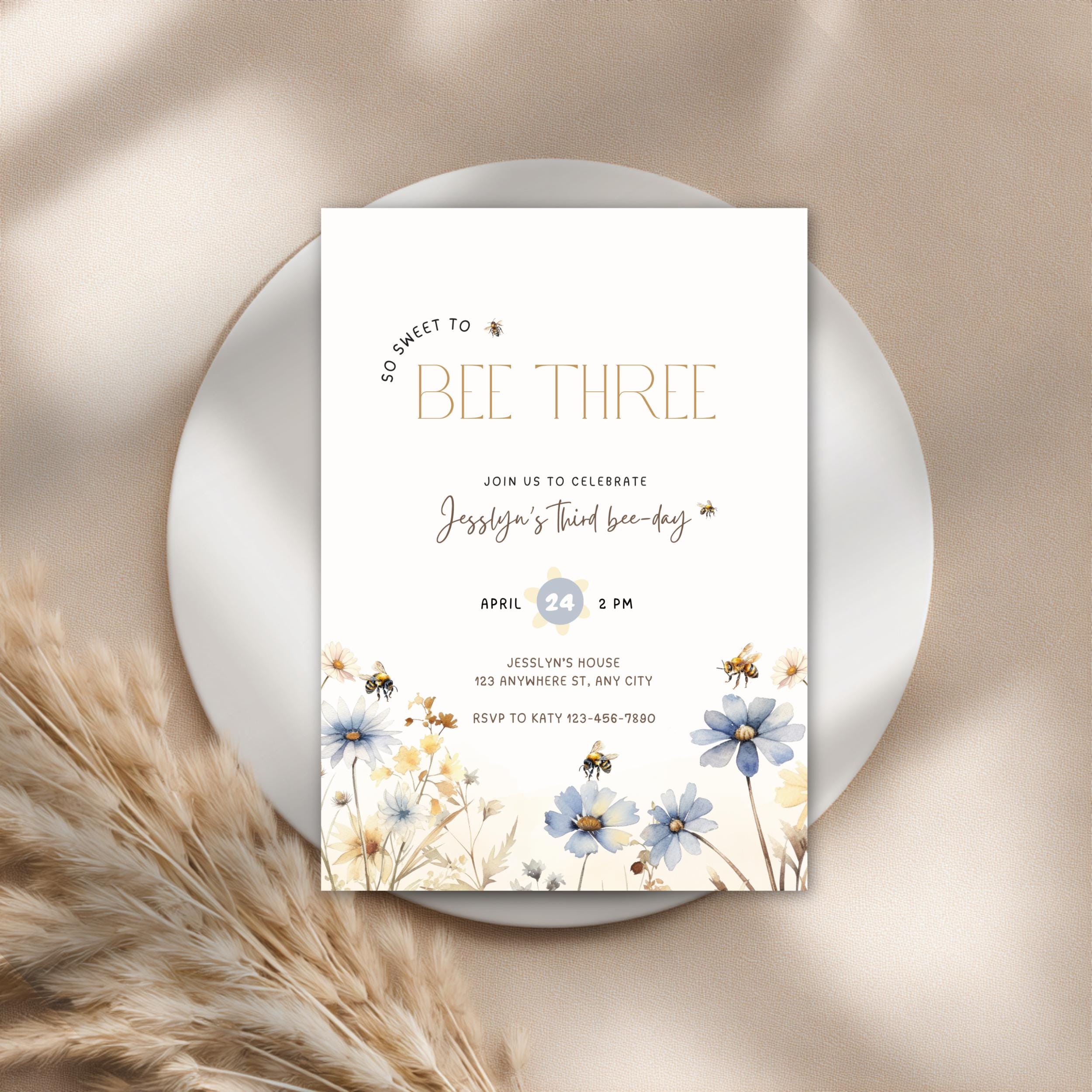 Honey Bee 3rd Birthday Invitation