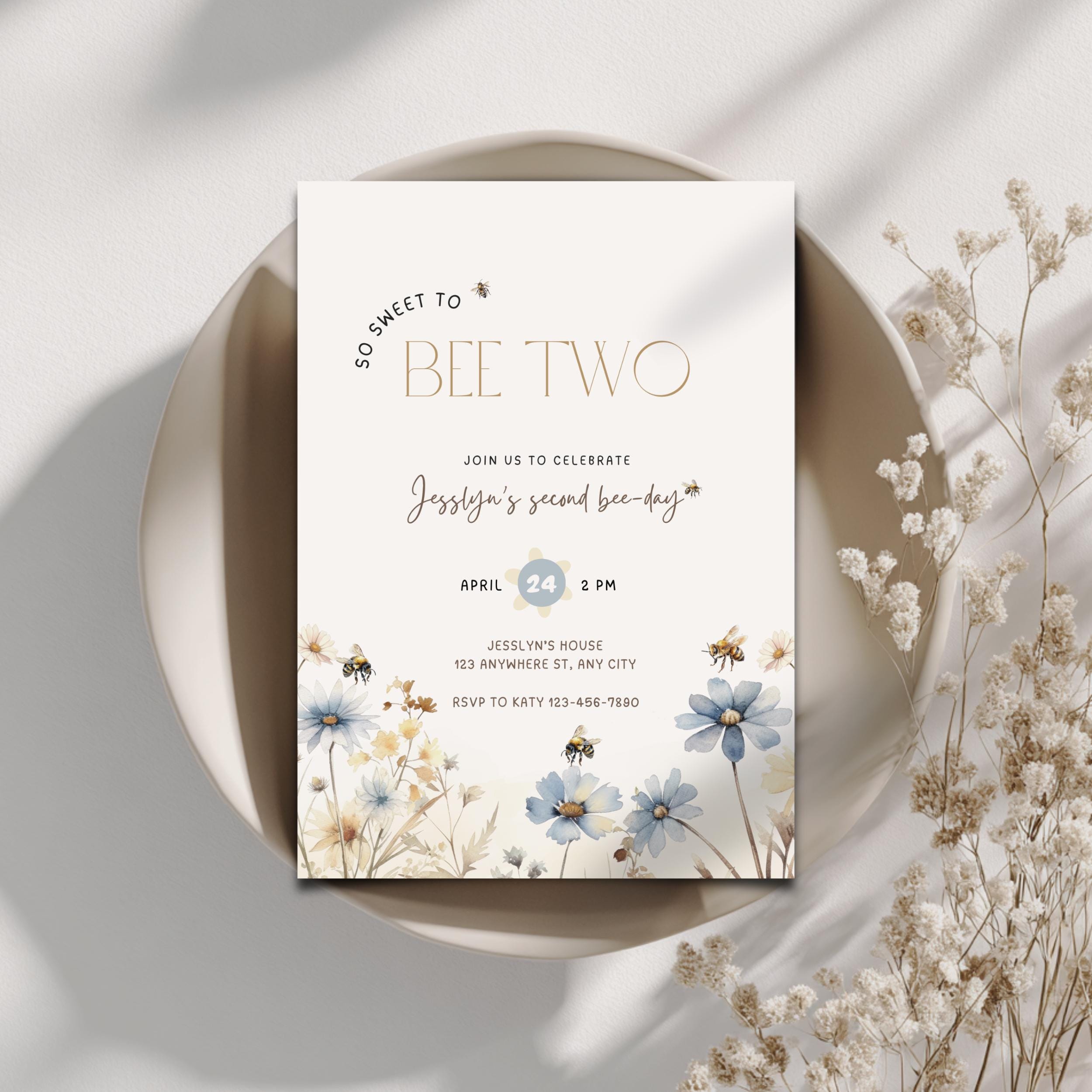 Sweet To Bee Two Birthday Invitation