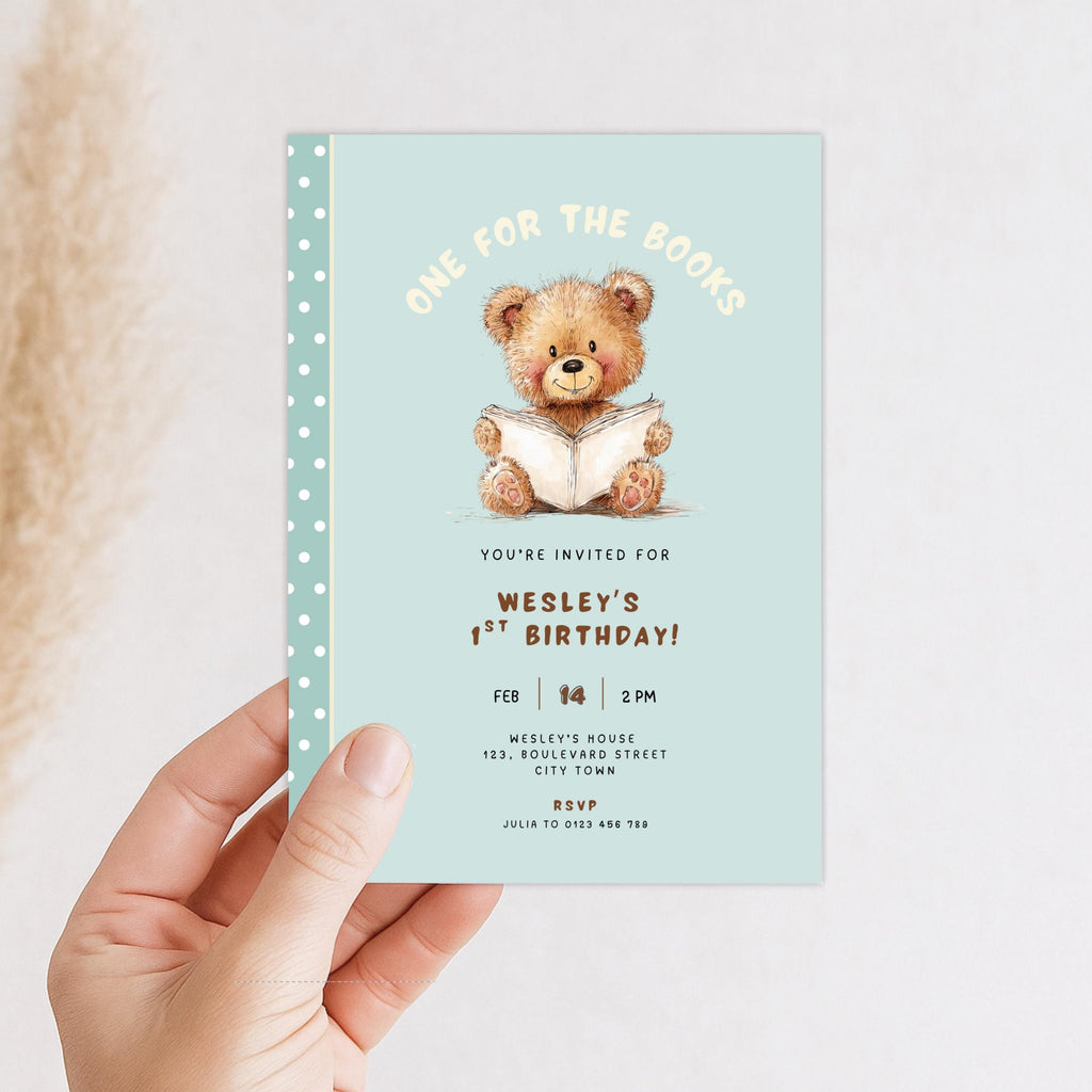 One For The Books 1st Birthday Invitation