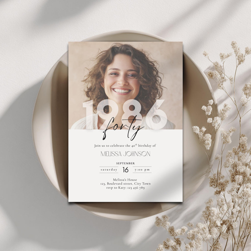 Born in 1986 40th Birthday Invitation Photo