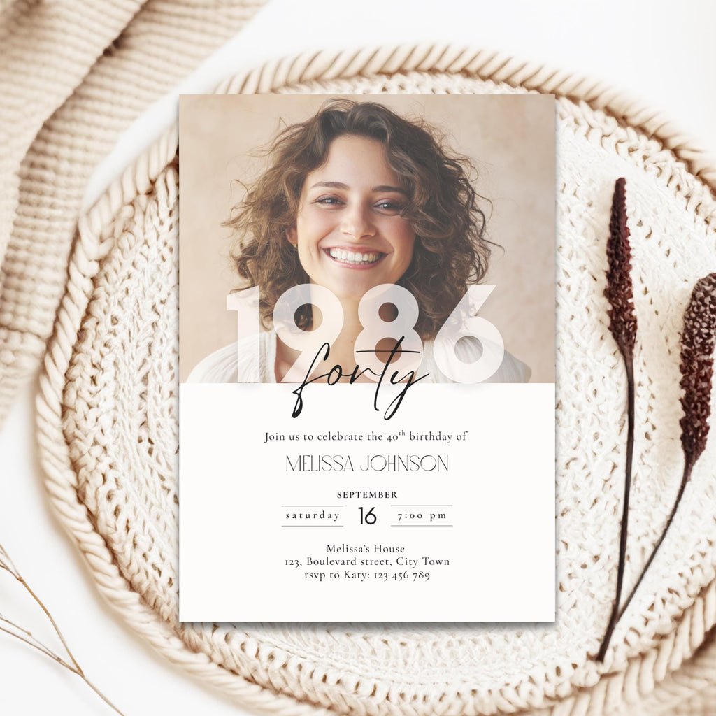 Born in 1986 40th Birthday Invitation Photo