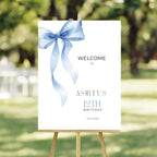 Blue Bow Birthday Welcome Sign