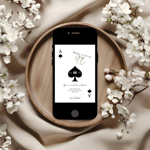Ace of Spades 40th Birthday Invitation For Casino Night