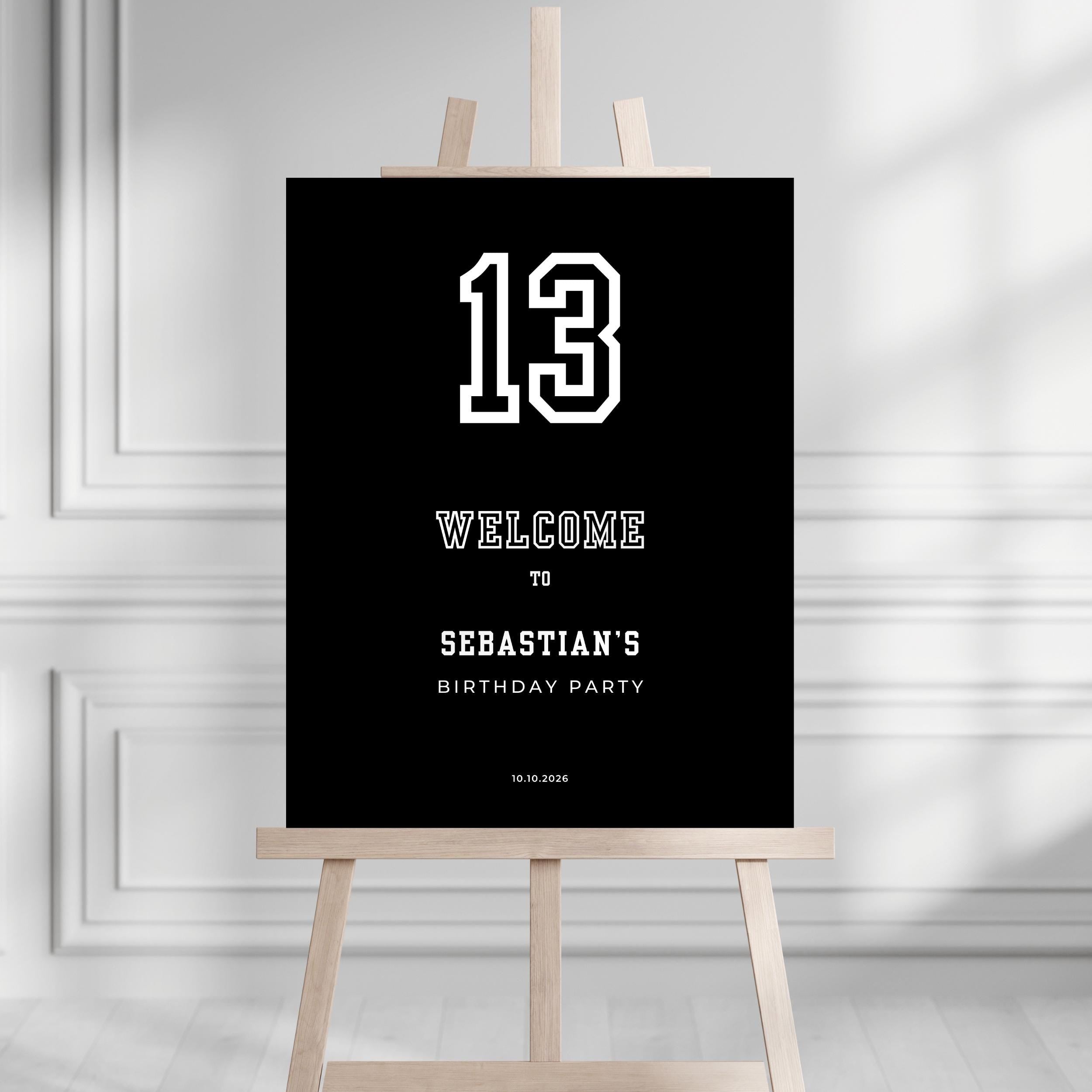 Minimal Black Sports Birthday Welcome Sign