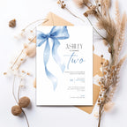 Baby Blue Bow 2nd Birthday Invitation