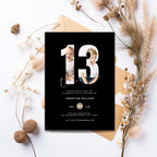 Black Photo 13th Birthday Invitation