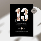 Black Photo 13th Birthday Invitation