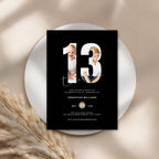 Black Photo 13th Birthday Invitation