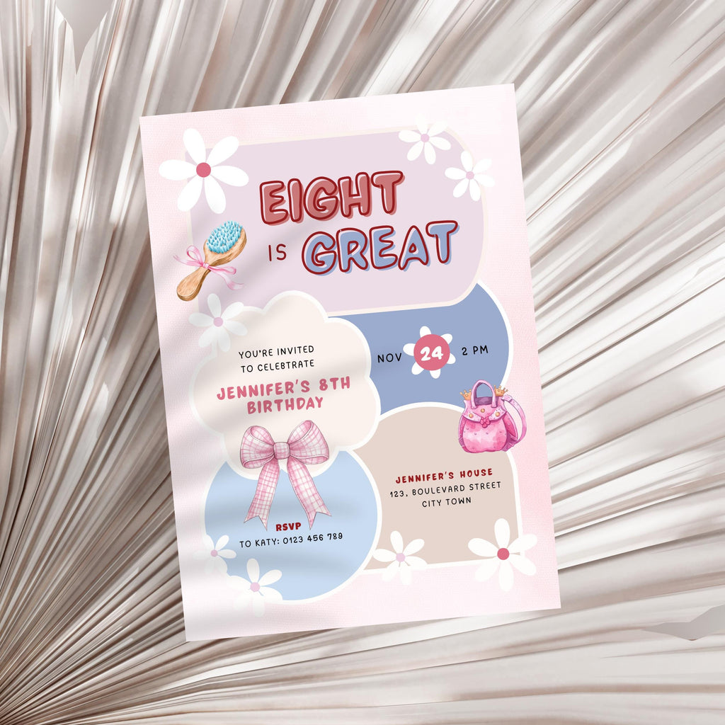 Eight Is Great Birthday Invitation - 8Th Birthday Invite