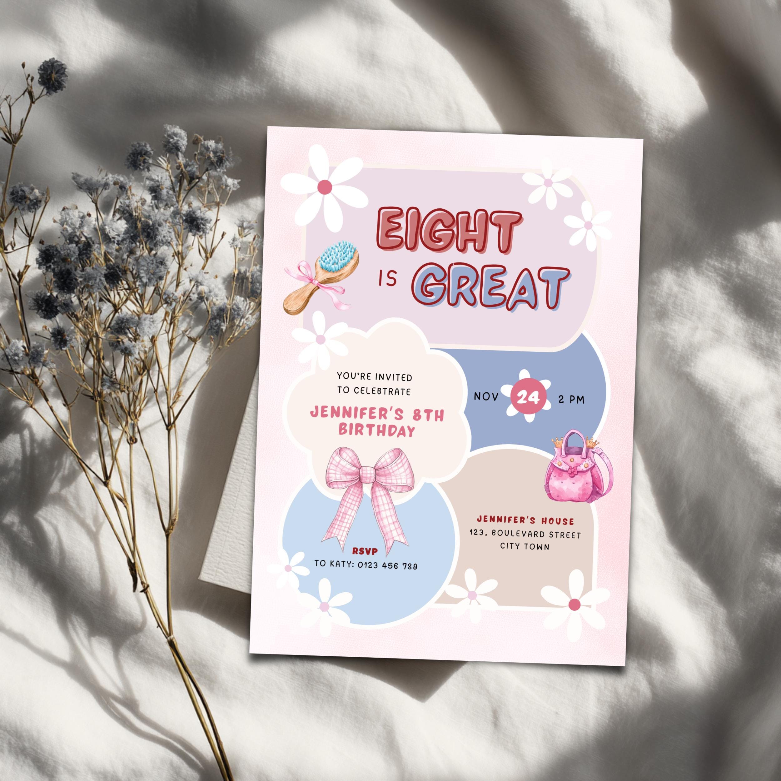 Eight Is Great Birthday Invitation - 8Th Birthday Invite