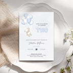 Blue Bear Balloons 2nd Birthday Invitation