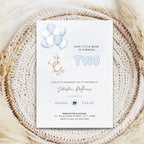 Blue Bear Balloons 2nd Birthday Invitation